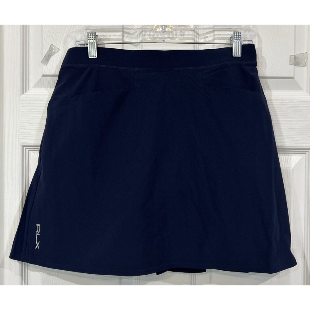 RLX Ralph Lauren 17" Performance Pleated Stretch Navy Blue Golf Skort Women's M
